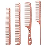 Professional Barber Aluminum Comb Set for Dressing, Cutting Hair, and Styling: Long/Short Hair Combs, Handle, and Tail Comb (Rose Gold)