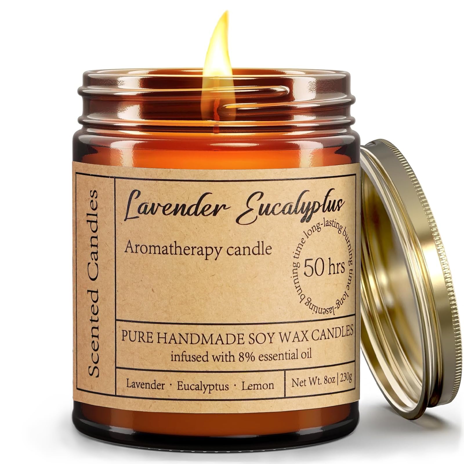Lavender Eucalyptus Candles for Home Scented - 8oz Aromatherapy Candles for Relaxation Stress Relief Soothing Anxiety Non Toxic, Calming Candles Gifts for Women Great for Relaxing Bath Yoga Meditation
