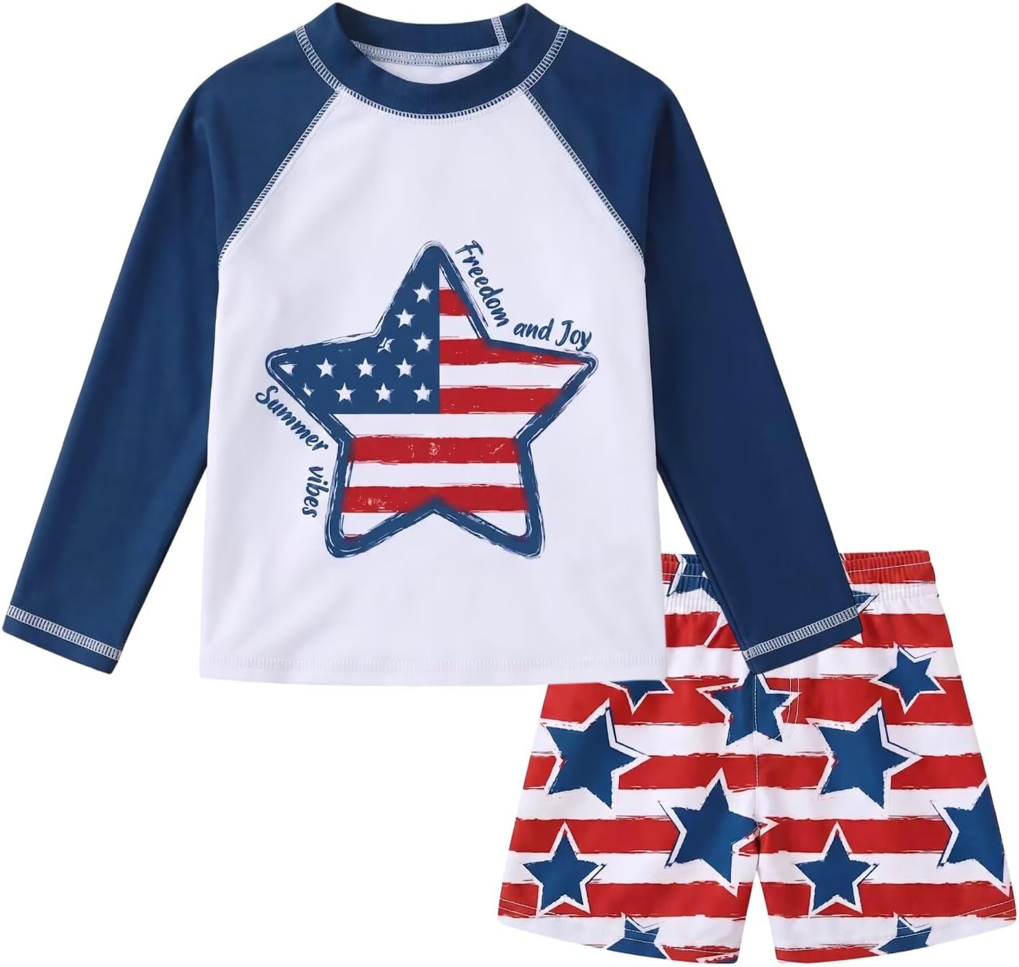 Toddlers and Baby Boys Rash Guard Swim Set for Boys Long Sleeve Bathing Suits with Swim Trunks Two Piece Swimwear