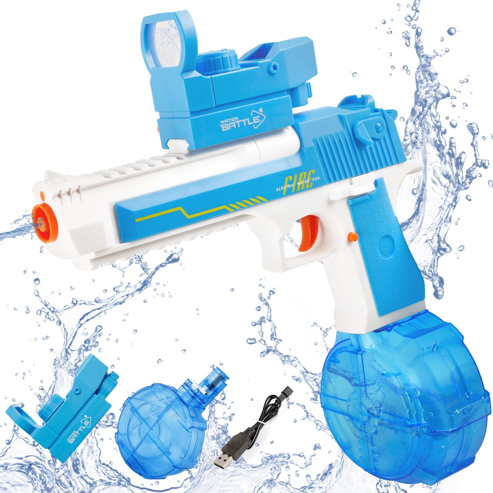 KADAYAYA Juguetes Pistola de Agua Automático, Eléctrico de Pistolas Agua Juguete para Niños 6 7 8 Años, Verano Pistola Juguetes Regalo para Niños Niñas 3 4 5 Año, Juego Rifle de Agua Aire Libre(Azul)