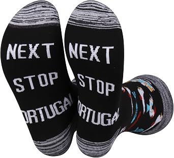 JXGZSO Portugal Travel Gift Next Stop Portugal Socks Portugal Trip Lover Gift Portugal Vacation Gift Traveler Themed Socks