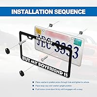 Vista 5 de Marco de placa de matrícula con textos de humor - No soy gay pero mi novio lo es, marco de etiqueta de cubierta de automóvil de aluminio metálico