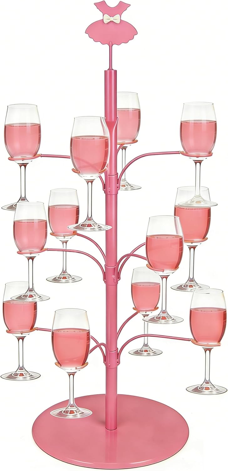 Champagne Tower, Wine Glasses Holder, Cocktail Tree Stand for Drinks with Sturdy Base, 3 Tier Champagne Tower Rack for Mother's Day Weddings Parties Bars Decor