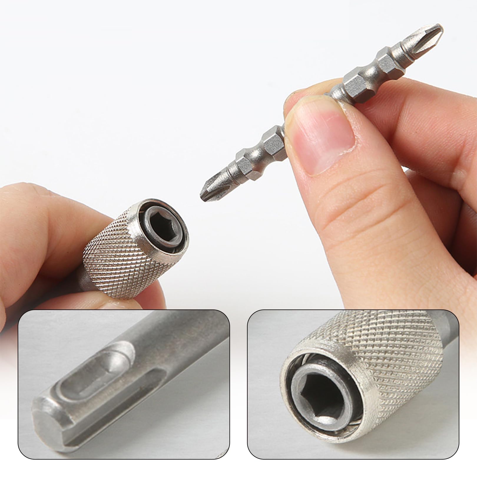 1/4" Sechskant-Bithalter Für SDS-Bohrhammer – 3-teiliges Set, Chrom-Vanadium-Stahl