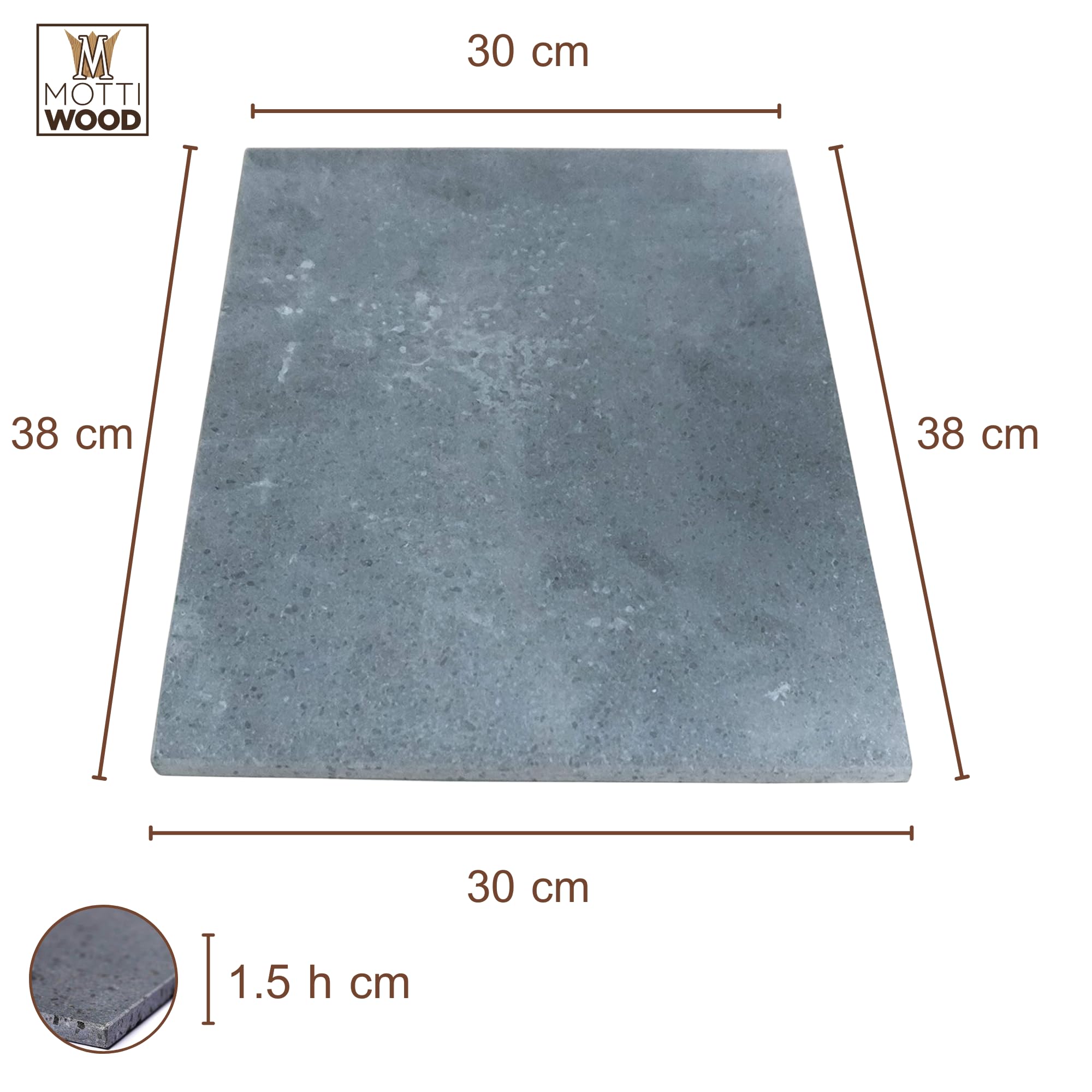 Piedra volcánica siciliana, placa lisa de piedra olar, rectangular, 30 x 38 x 1,5 cm, refractaria, fabricada en Italia