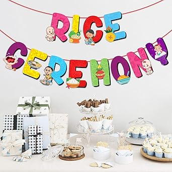 Zyozique 1 Set Annaprasanam Paper Banner/Annaprashan Decoration Items/Rice Ceremony Decorations Items/Baby Photoshoot Paper Banner for Rice Ceremony