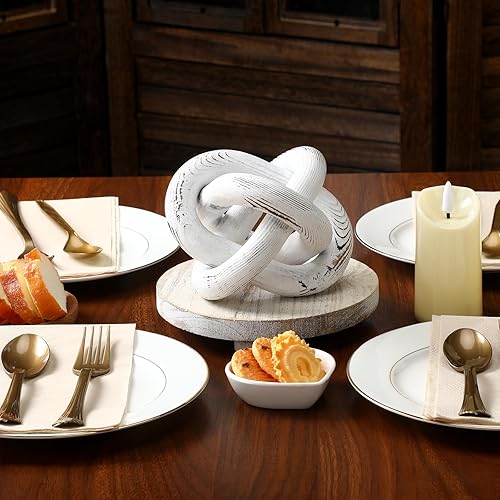 Miniatura 5 de Decoración de nudo de madera de 3 eslabones, decoración de mesa auxiliar tallada a mano, decoración de eslabones de cadena, estante moderno, objetos