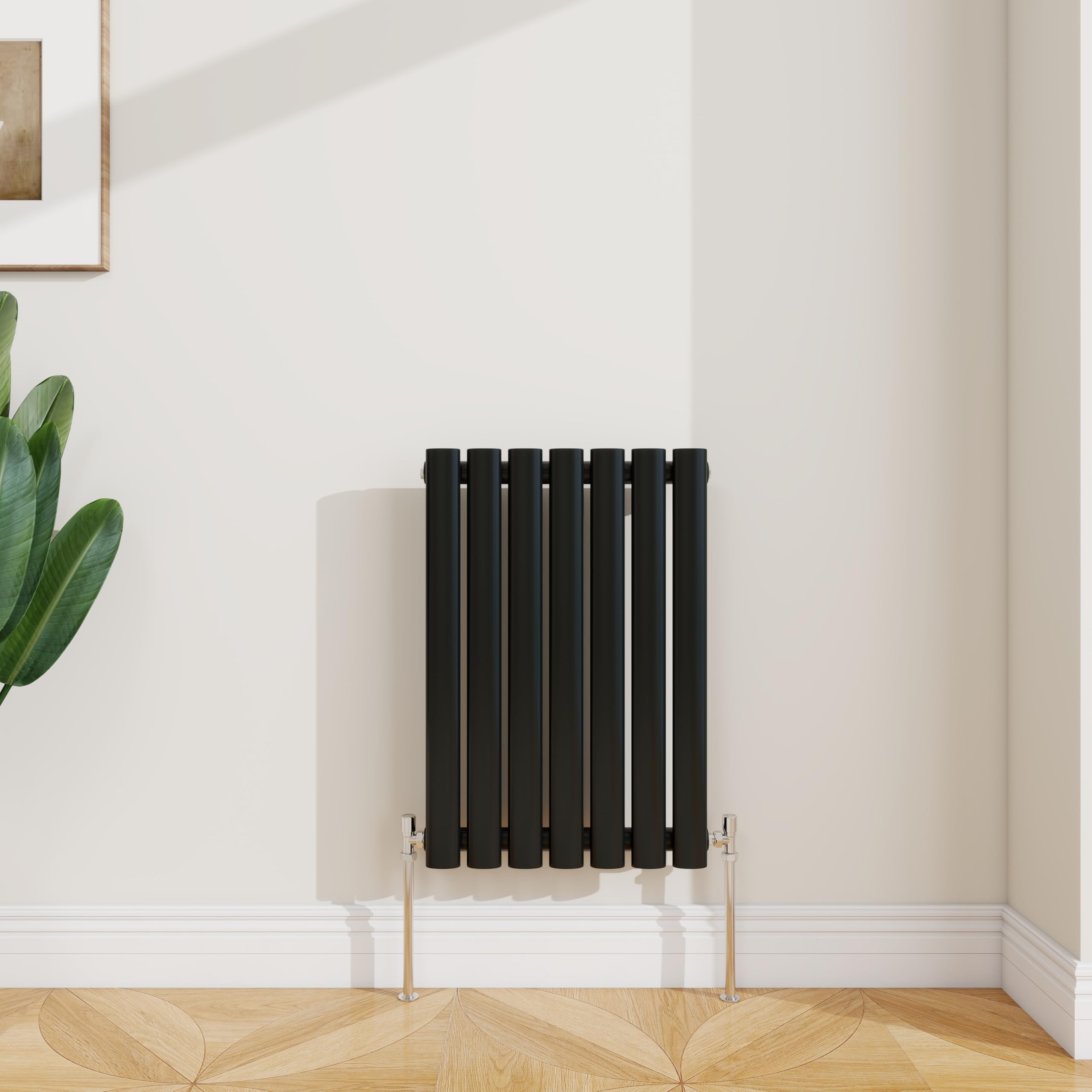 Sline Sanitary Black Horizontal Oval Column Rradiator Bathroom Central Heating 600×413Mm Single Panel Radiator
