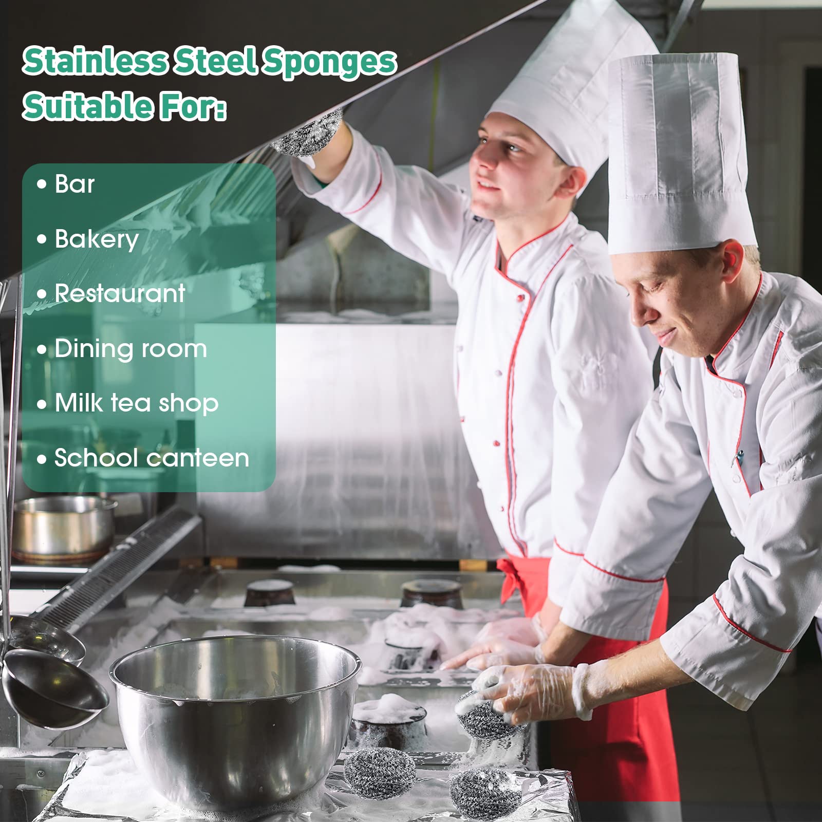 Roshtia 100 estropajos de acero inoxidable a granel para limpiar platos, esponja de acero inoxidable de 30 g, esponja redonda de acero inoxidable, depurador de platos para limpiar cocina, baño, hogar