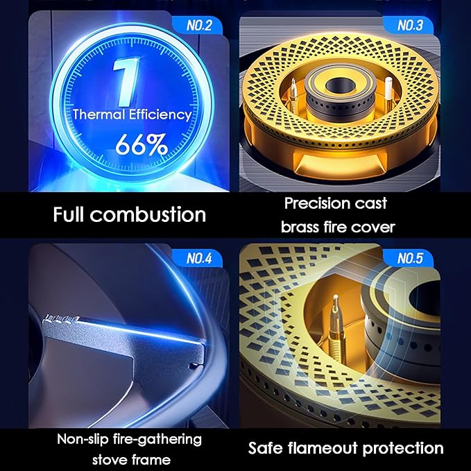Estufa de Gas con Encendido Automático y Vidrio Templado, Uso de Mesa o Empotrable miniatura 4