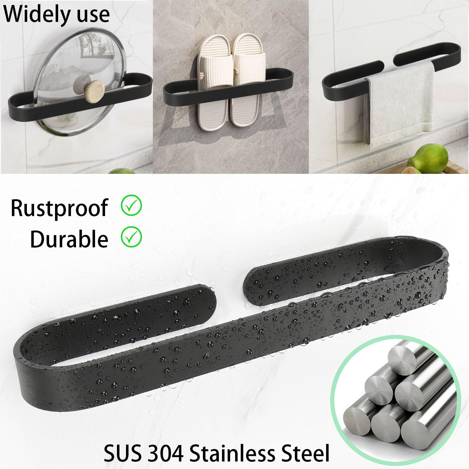 TocTen Hand Towel Bar/Towel Ring, No Drilling Stick on Wall TocTen Hand Towel Bar/Towel Ring, No Drilling Stick on Wall
