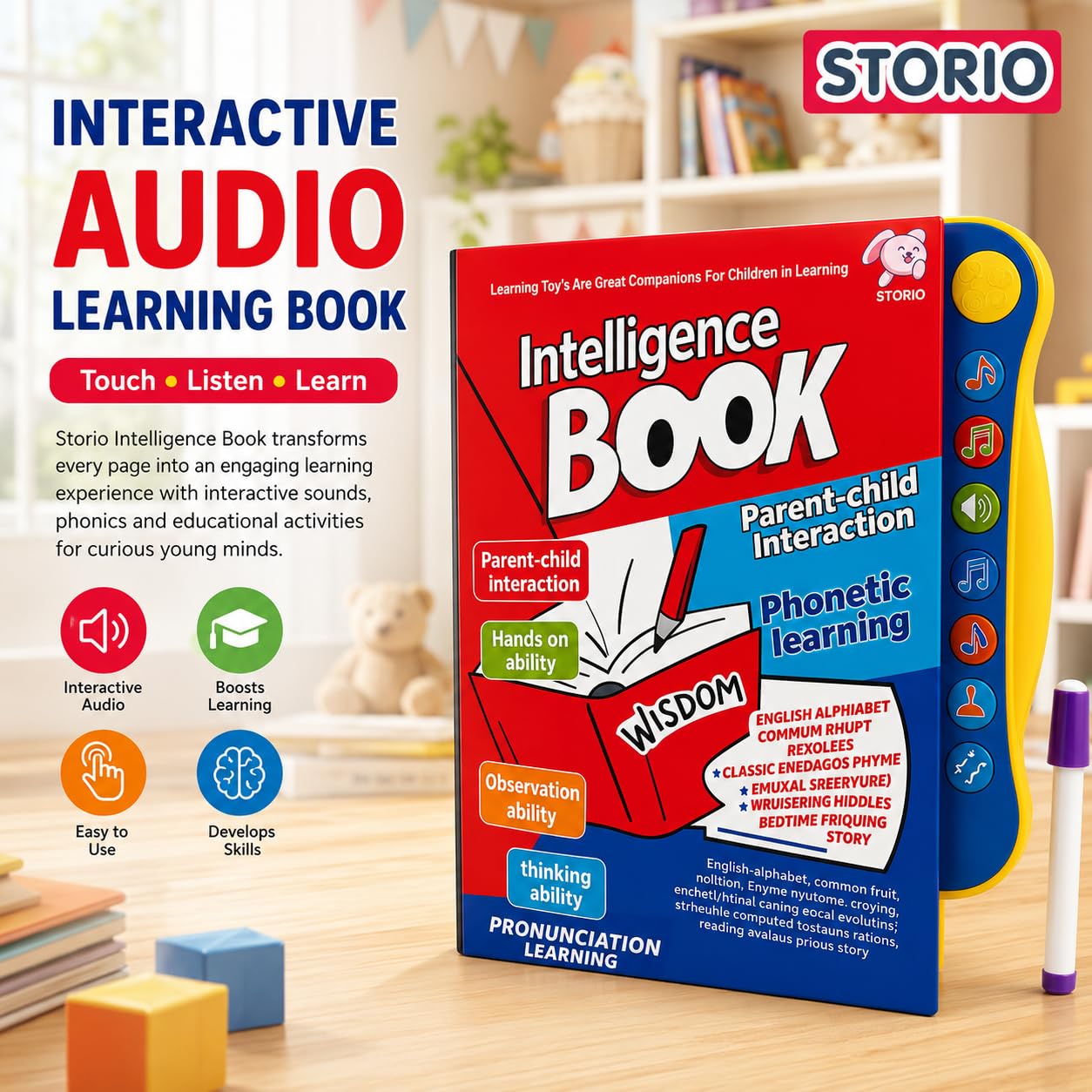 Storio Intelligence Book Sound Book for Children, English Letters & Words Learning Book, Fun Educational Toys. Activities with Numbers, Shapes Learning Book for Toddlers — Amazon image 3