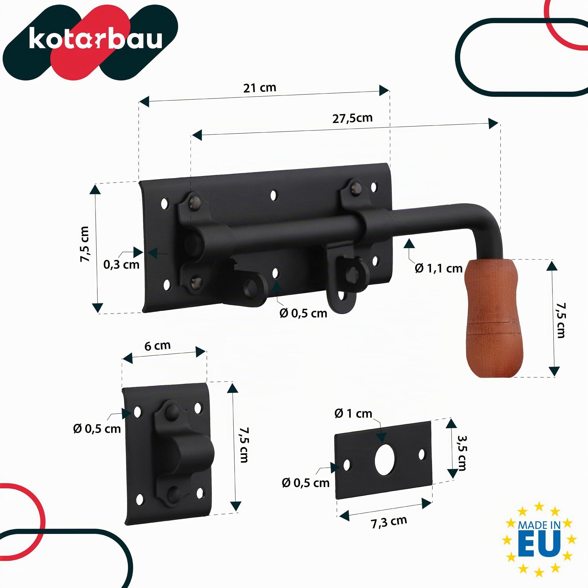 KOTARBAU® Torriegel 280mm Rechts Links Set 2St. mit Vorhängeschloss Türriegel Bolzenriegel Schlossriegel Schubriegel Riegelverschluss Torverschluss