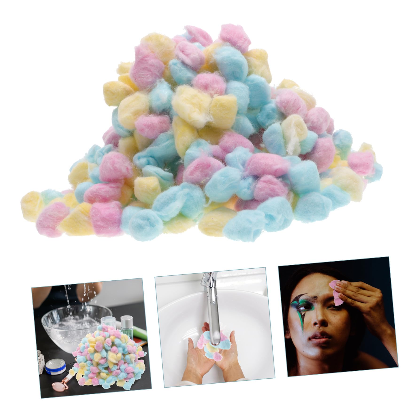 Bunte Wattebäusche und Sanfte Reinigung für Babys aus Baumwolle 500g Weiche Make Up Wattebällchen in Pink Gelb und Blau für Gesicht