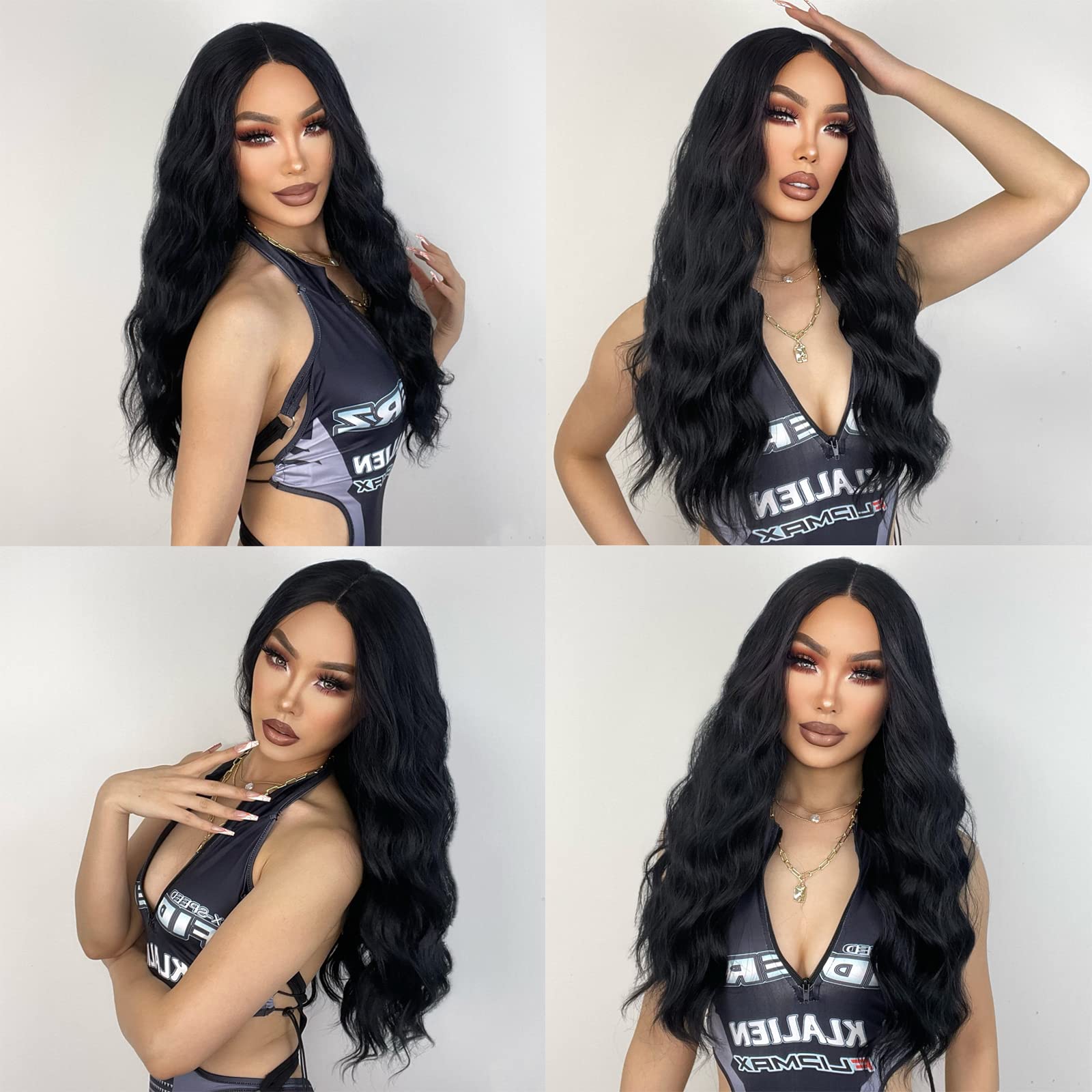 Amazon.com : YBYMCAI Black Wig-Long Black Wavy Wigs for 