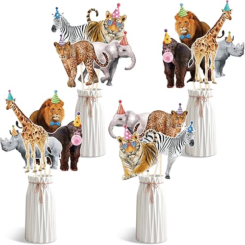 Decoraciones de fiesta de animales de safari, centro de mesa de animales de la selva, recortes para cumpleaños, baby shower, suministros de fiesta,