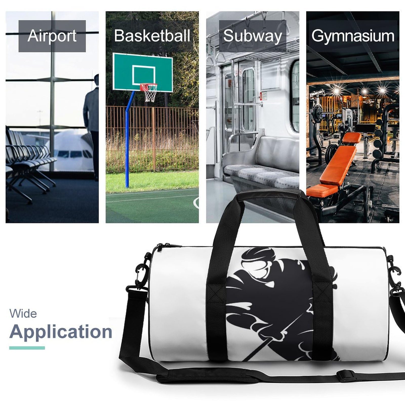 Joueur De Hockey Sac De Sport Gym Sac De Voyage Sac Week-End Duffel Bag pour Camping Randonnée Voyage 45x23x23cm