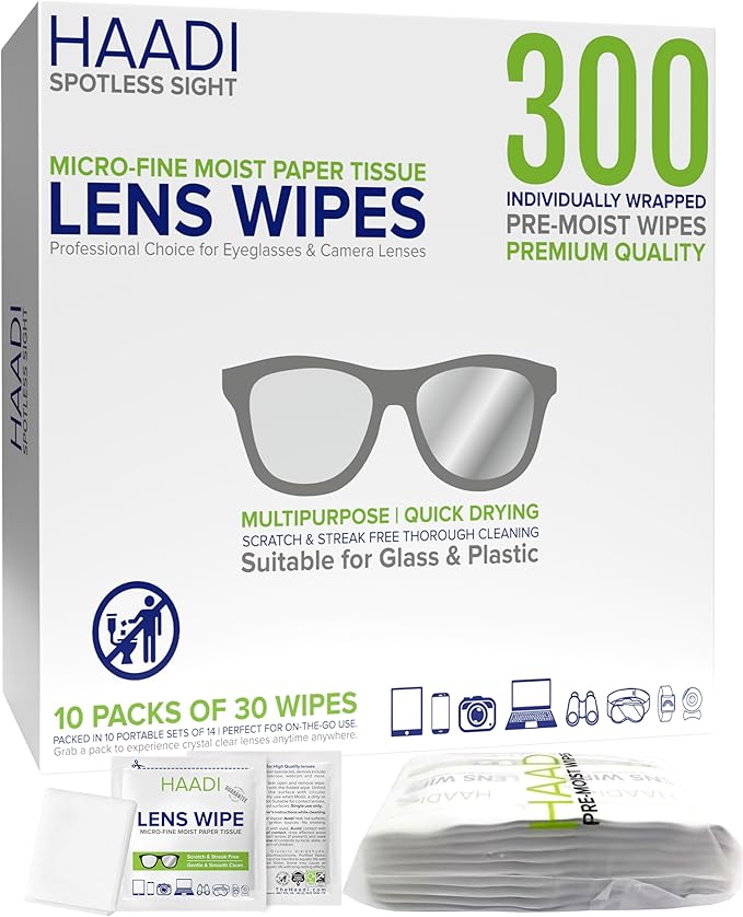 Salviette Per Pulizia Occhiali HAADI - Preumidificate, Multiuso, Per Lenti, Schermi E Dispositivi - Foto 3
