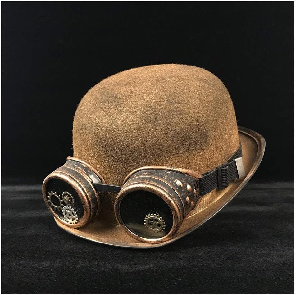 ヴィンテージスタイルコスプレレディーメンズスチームパンクドームハットメガネシルクハットfedora高級帽子帽子 Thor Sham Color Blg 贈り物 Size 57 58cm Gold
