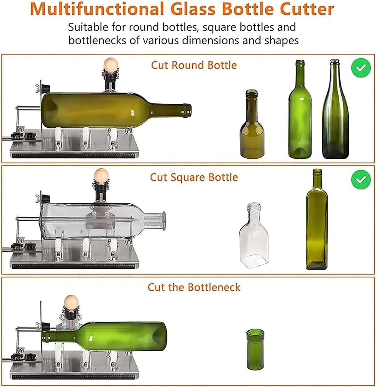 Professional Glass Cutting Tools, DIY Glass Bottle Cutting kit, Suitable for Various Shapes of Glass Bottles