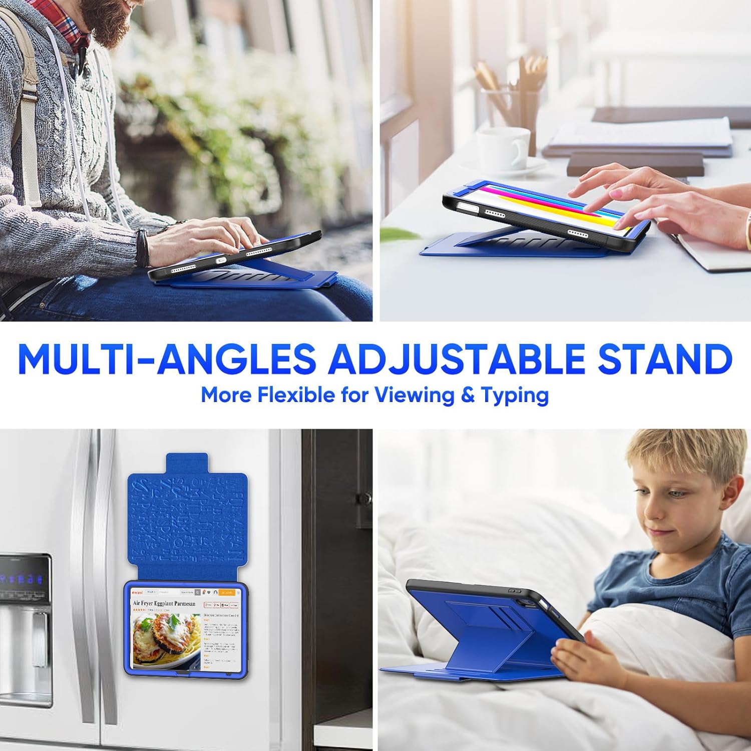 SEYMAC stock Case for iPad mini 7 (A17 Pro)/ Mini 6 8.3'', Strong Magnetic Auto Sleep Shockproof Case with Absorbing Multi-Angles Stand, Pen Holder, Card Slot, Blue
