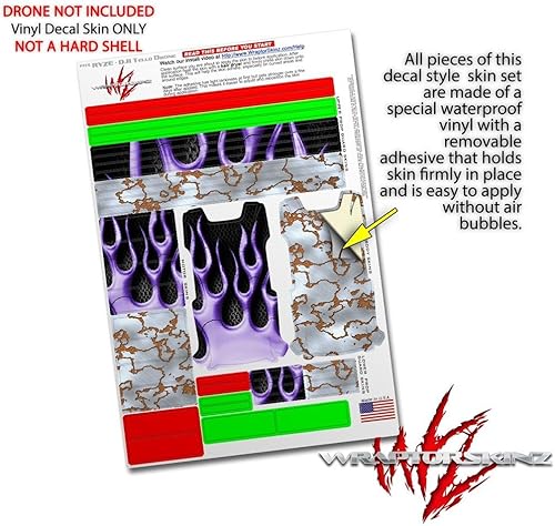 Miniatura 4 de Skin Decal Wrap Pack 2 para DJI Ryze Tello Drone Flames Metal Purple Drone NO Incluido
