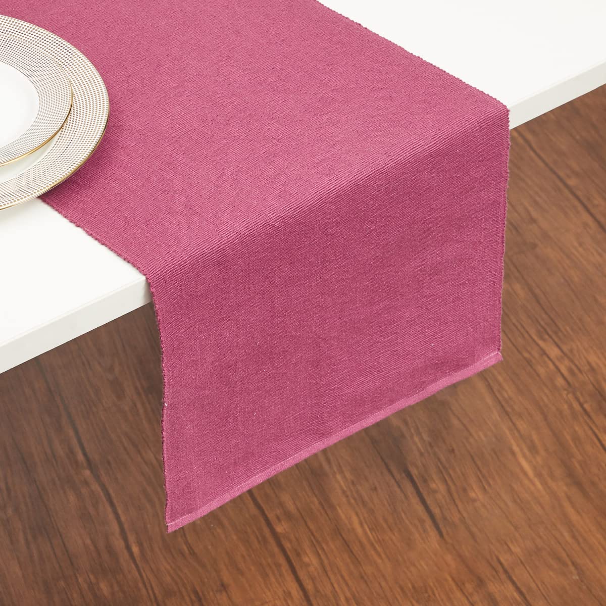 Buy Home Centre Kale Pink Ribbed Cotton Table Runner 33x120cm Online