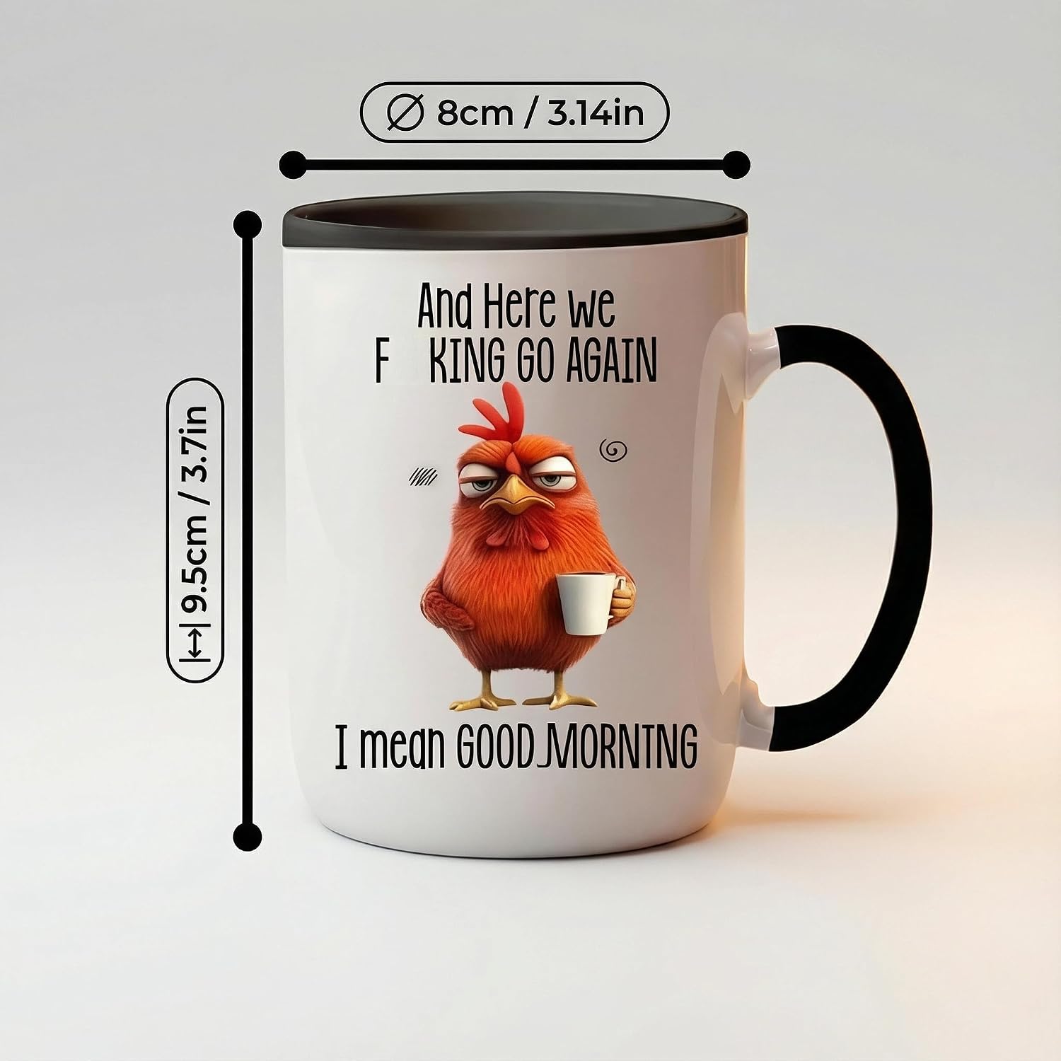 Funny Angry Chicken Mug 11oz, Sarcastic Good Morning Coffee Cup Novelty Gift for Coworkers Boss Friends Family image 4