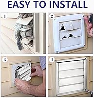 Vista 6 de Funmit Cubierta de ventilación de metal para secadora de 4 pulgadas con pantalla de malla metálica, cubierta de ventilación de acero inoxidable