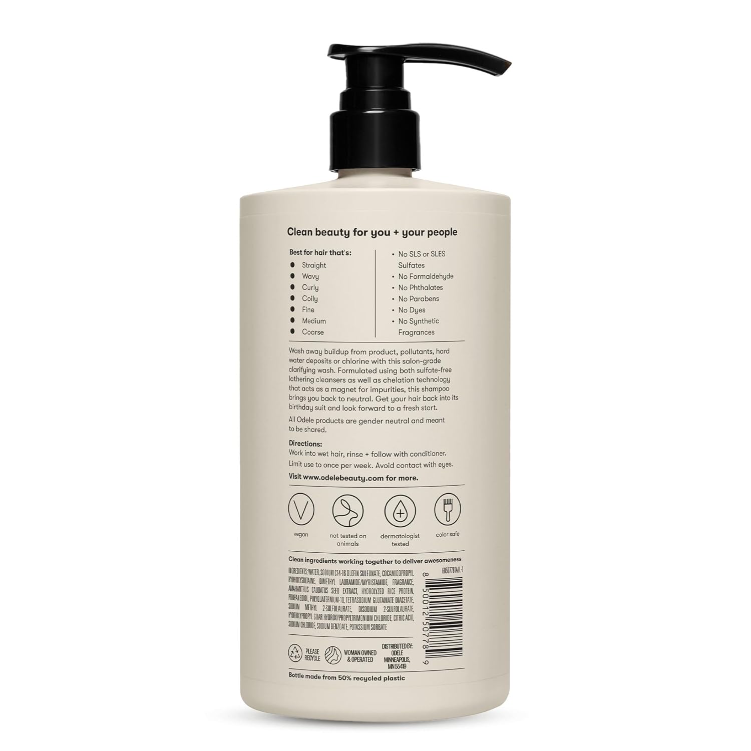 Odele Clarifying Sulfate-Free Shampoo, a Deep Weekly Clean that Removes Buildup for All Hair Types & Textures, 32 Fl Oz
