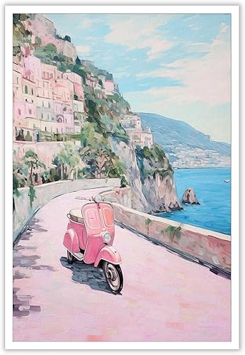 Miniatura 16 de Lienzo decorativo de pared costero retro, camino de playa floreciente con flores silvestres, decoración de pared playera pastel para estética