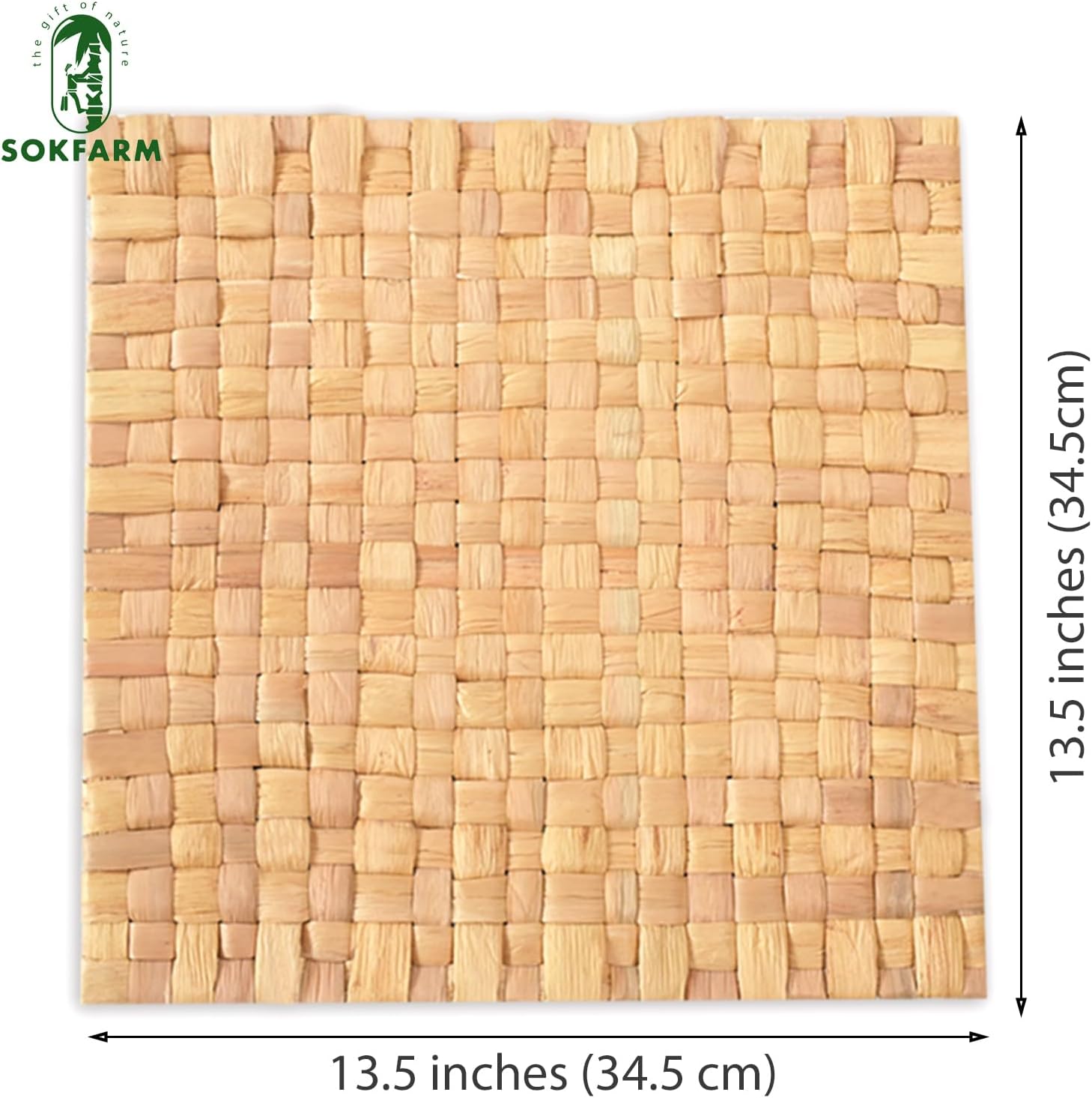 Square Placemats Set of 6, 13.5 Inch Water Hyacinth Charger Plates for Square and Rectangular Tables, Handwoven Wicker Table Mats, Thick Natural Woven Place Mats for Boho Farmhouse Dining image 2