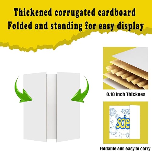 Miniatura 4 de Tablero de póster triple mediano, 4 piezas, tablero de presentación de 26.2 x 17.2 pulgadas, con cintas de doble cara y cartón, tableros de 4