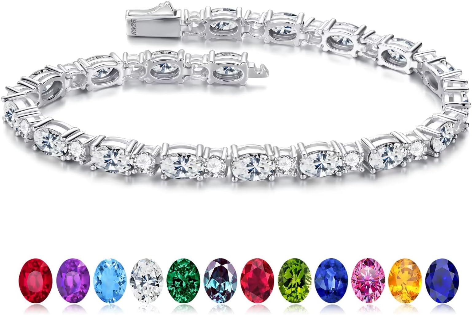 - Tennis Bracelets for Women - 925 Sterling Silver Birthstone Bracelet, Anniversary Birthday Gifts for Women, Jewelry Gifts for Woman Her, 6.5"-7"