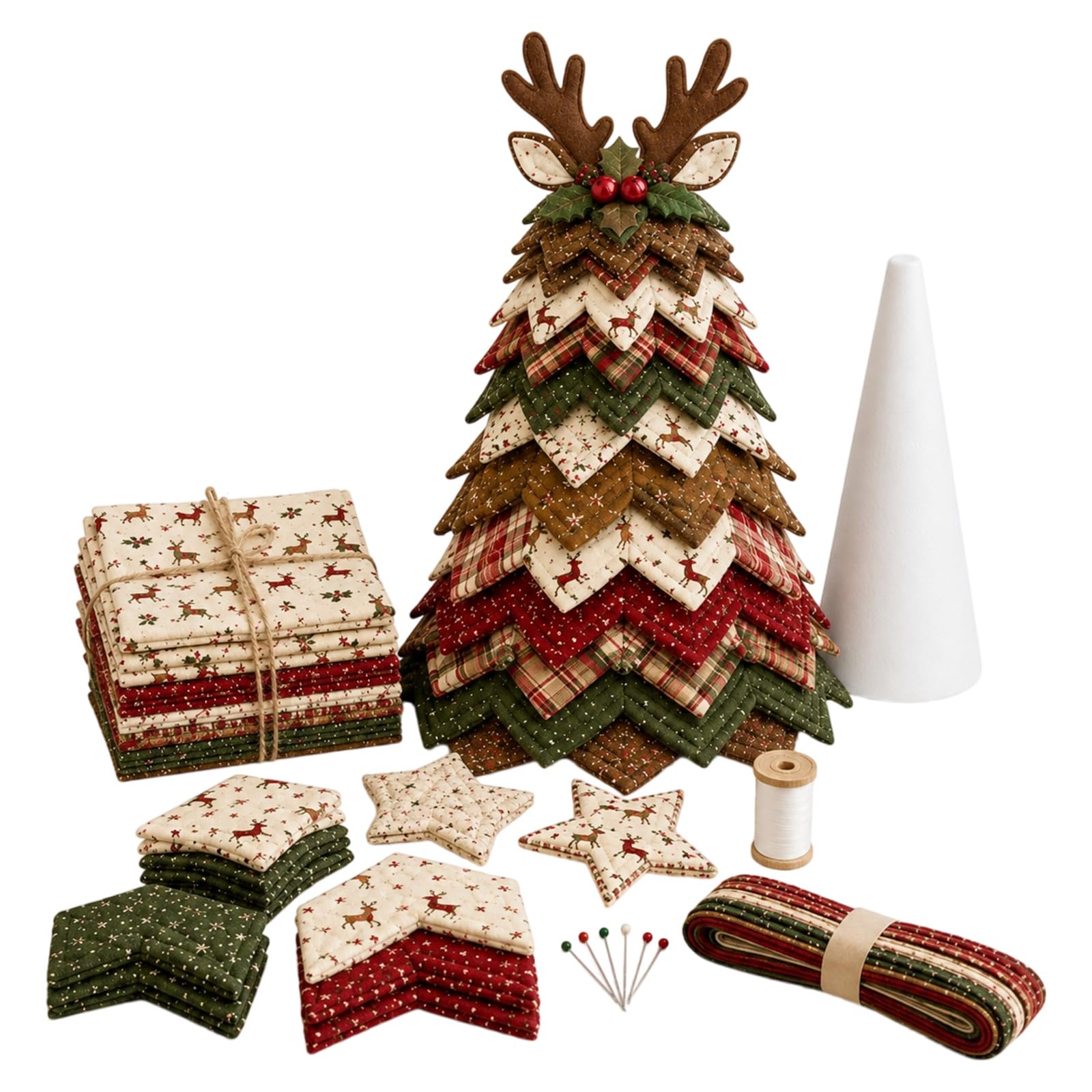 DIY Christmas Tree Craft Kit - 30cm Fabric Xmas Tabletop Decoration，D