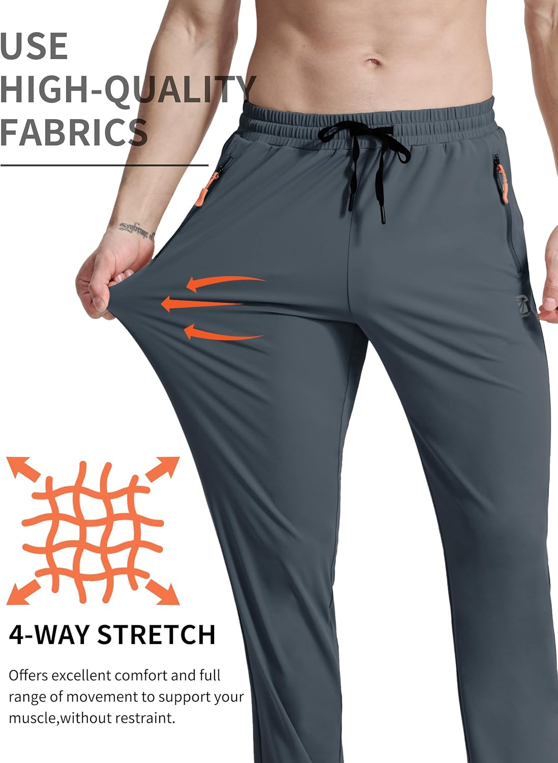 Men's Joggers Pants with Zipper Pockets Athletic Running Stretch Sweatpants for Men Workout Gym Track Golf