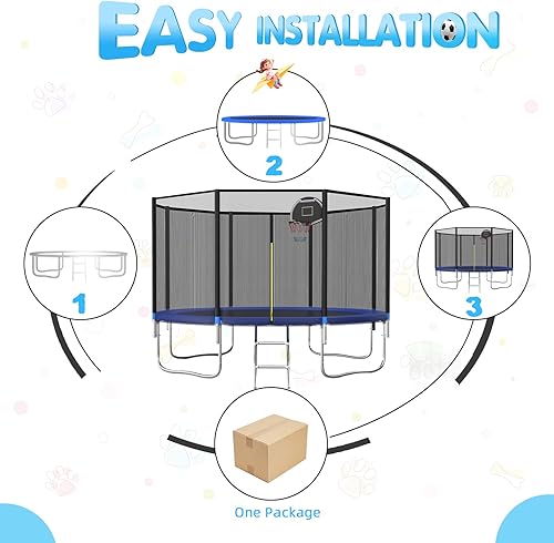 Miniatura 9 de Tranpoline - Tranpoline para exteriores de 16 pies, 14 pies, 12 pies, 10 pies, para niños y adultos, capacidad de peso de tranpoline de 300 a 1000