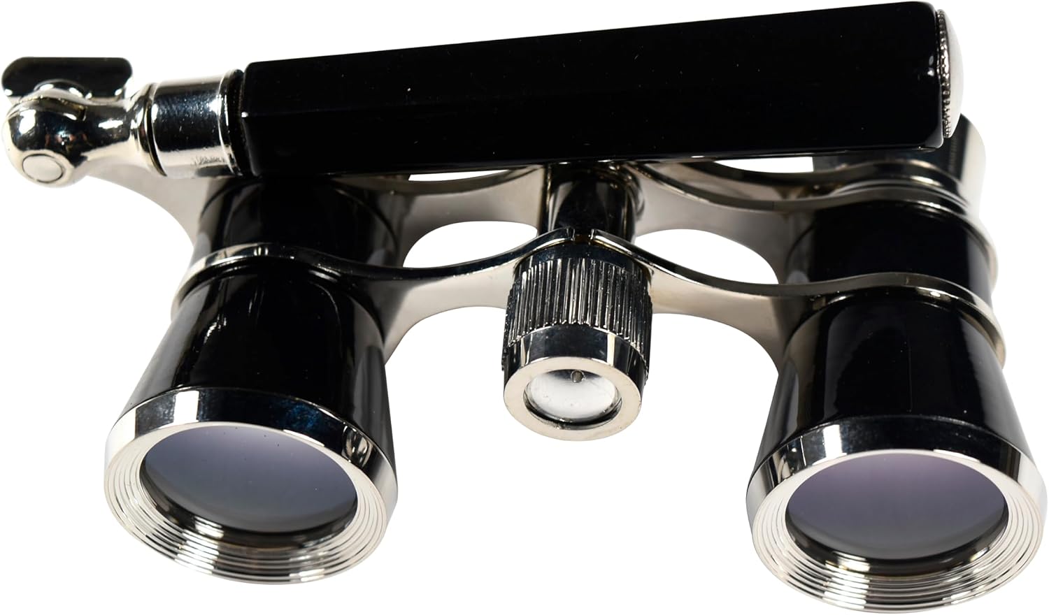 HQRP 3 x 25 Theatre Opera Glasses Binocular, Elegant Black Color with Silver Trim, Built-in Extendable Handle, Crystal Clear Optic (CCO), for Adults Kids Women in Musical Concert Sport Events etc.