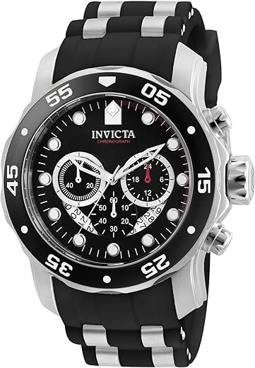 Invicta Polyurethane Pro Diver Chronograph Black Dial Analog Watch for Men – 6977, Black Band