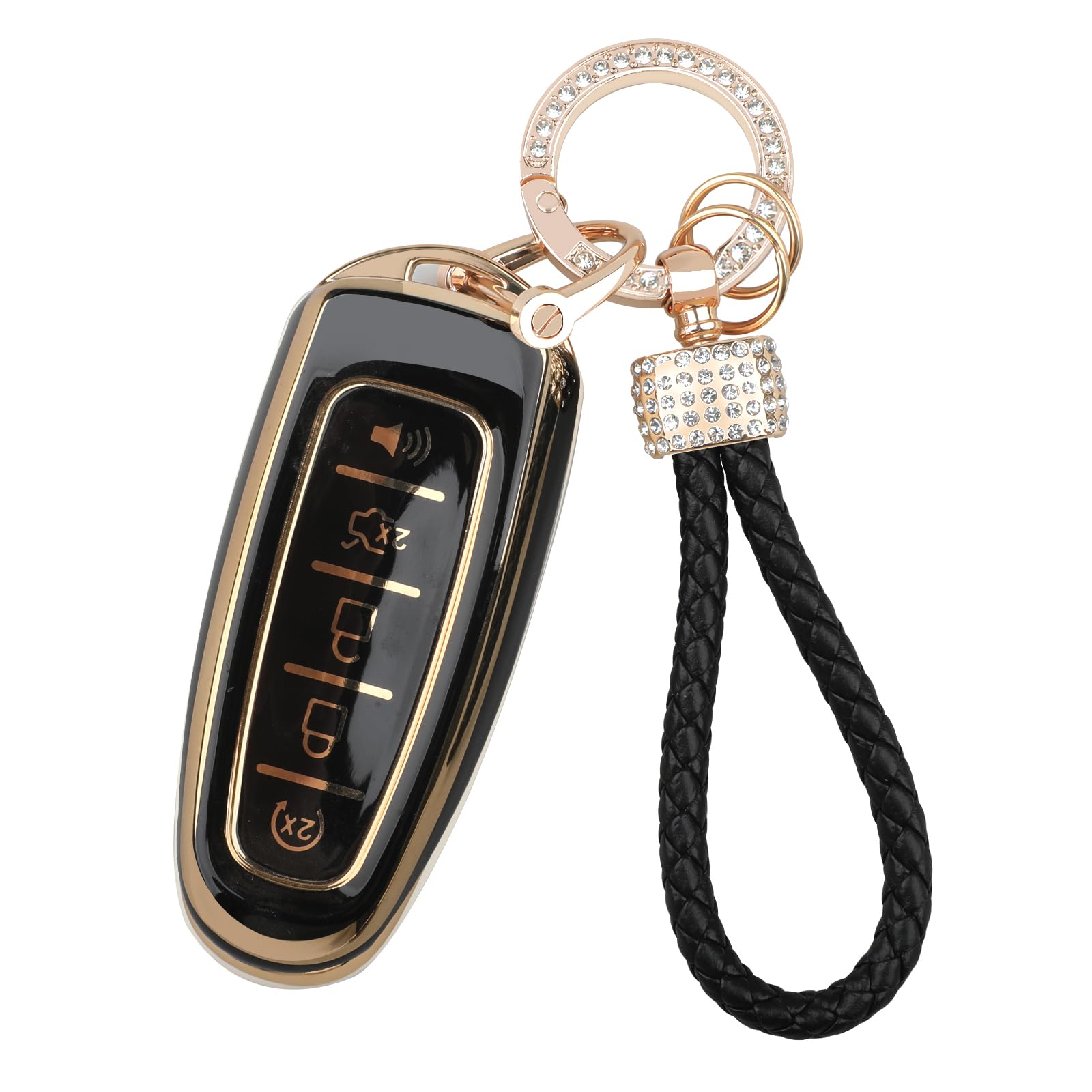 WSAuto Key Fob Cover Keychain Kit Compatible with Ford C-Max Edge Escape Expedition Explorer Flex Focus Taurus Lincoln MKS MKT MKX Navigator