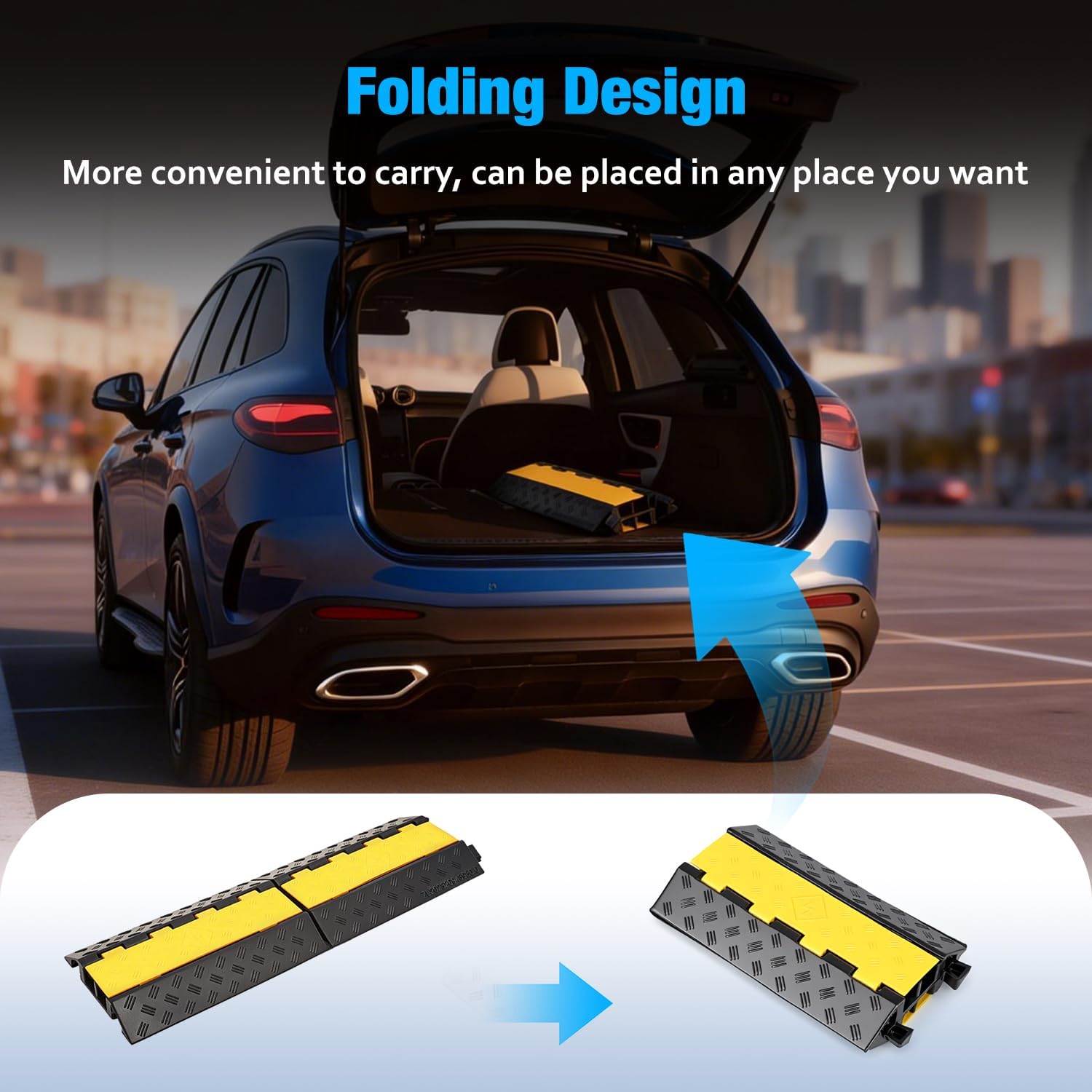 CXRCY Rubber Ramp Cable Protector Ramps Wire Hose Protective 2 Channel Traffic Rubber Plastic Cord Cover Speed Bump for Asphalt Concrete Gravel Driveway Outdoor, 1 Pack