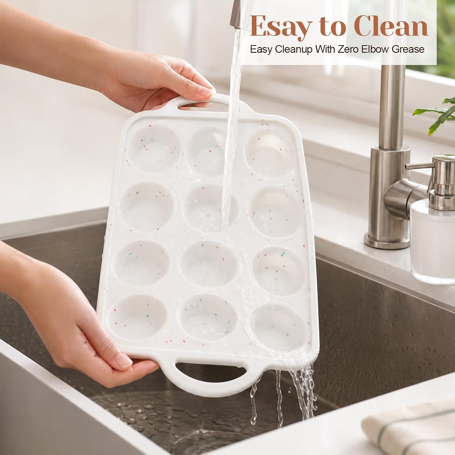 12-Cavity Silicone Mini fluted Cake Pan for Baking with Metal Reinforced Frame – fluted Cake Pan Nonstick, Also Works as Donut Pan for Muffins, Brownies & More.