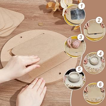 PH PandaHall Pottery Bats System Kit, Inner Bat for Pottery Wheel 30cm Round Portable Clay Wedging Board with 6pcs Square Pads Clay Throwing Bats for Artists Studio & Home Pottery Projects