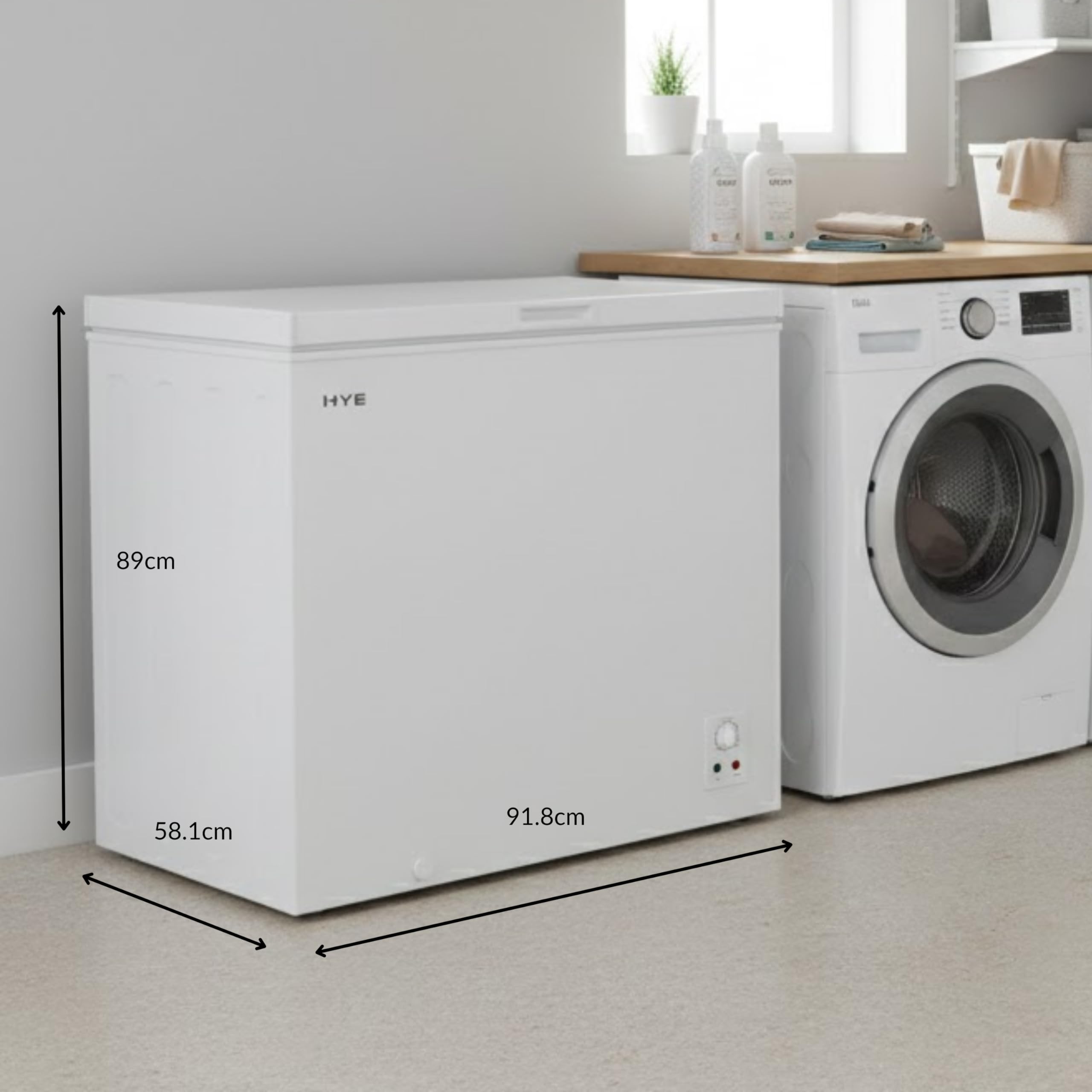 HYE Chest Freezer - 205L Freezer, Quiet 42 dB Operation, Mechanical Temperature Control, Freestanding Design, White, Perfect For Kitchens, Garages & Utility Rooms - RF01CF205W24 — view 6