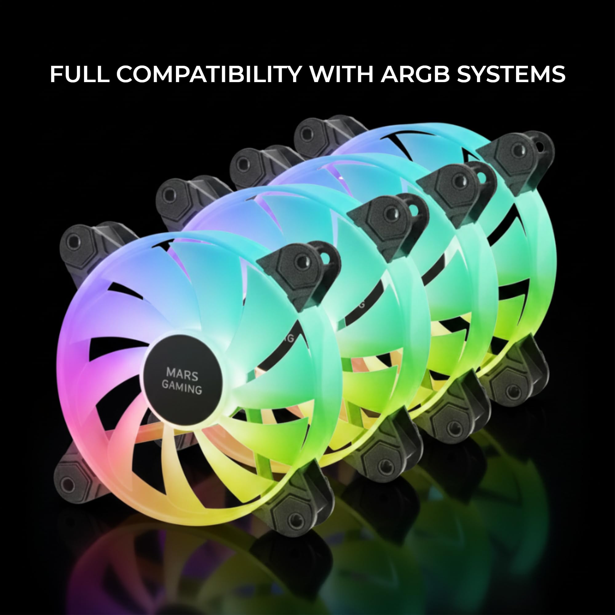 Mars Gaming MFD, Ventilador 120mm CHROMA RGB Dual Automático, Ultra Silencioso 14dB, Conexión Molex 4PIN, Sistema Antivibraciones, Transparente — view 20
