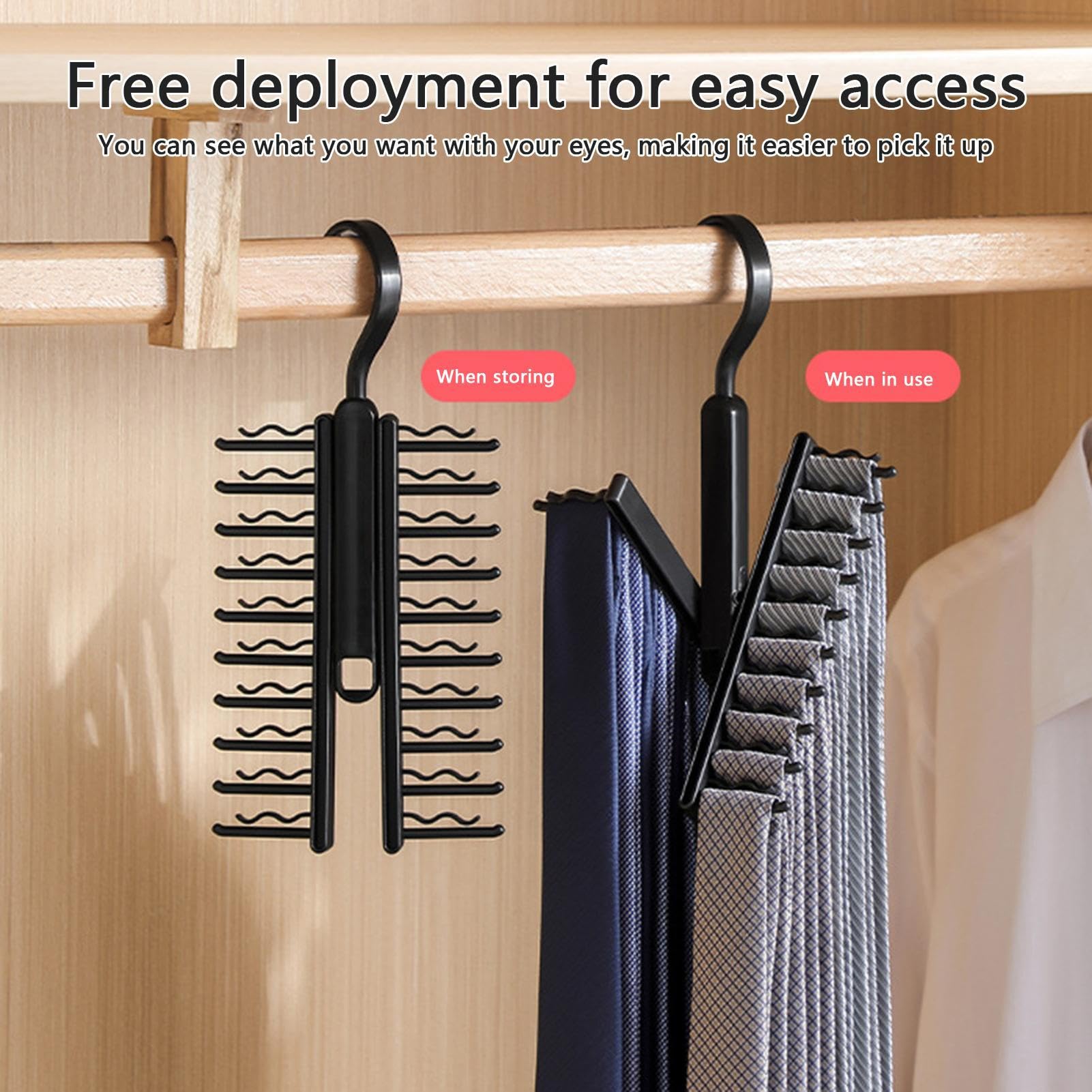 Appendiabiti Multifunzione Per Armadio - Portacravatte, Portacinture E Portaborse In Argento - Foto 12