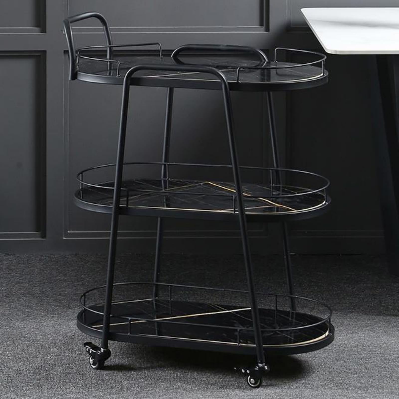 Carrito de almacenamiento con ruedas, carrito utilitario rodante con 3 estantes, organizador móvil para cocina, manualidades, belleza, libros, suministros de oficina