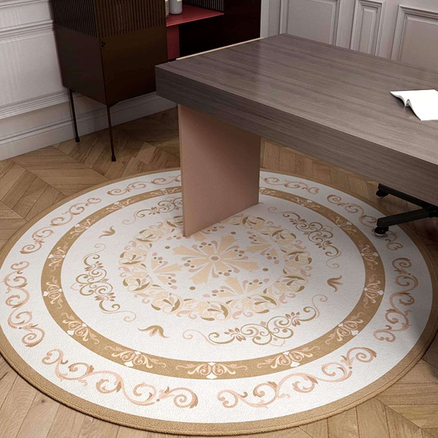 Office Chair Mat for Carpet, Desk Chair Mat, Water-Absorbent and Easy to Care for, Floor Protection in The Living Room, Study, Dressing Table, etc (Color : Beige, Size : 140CM/55.1IN)