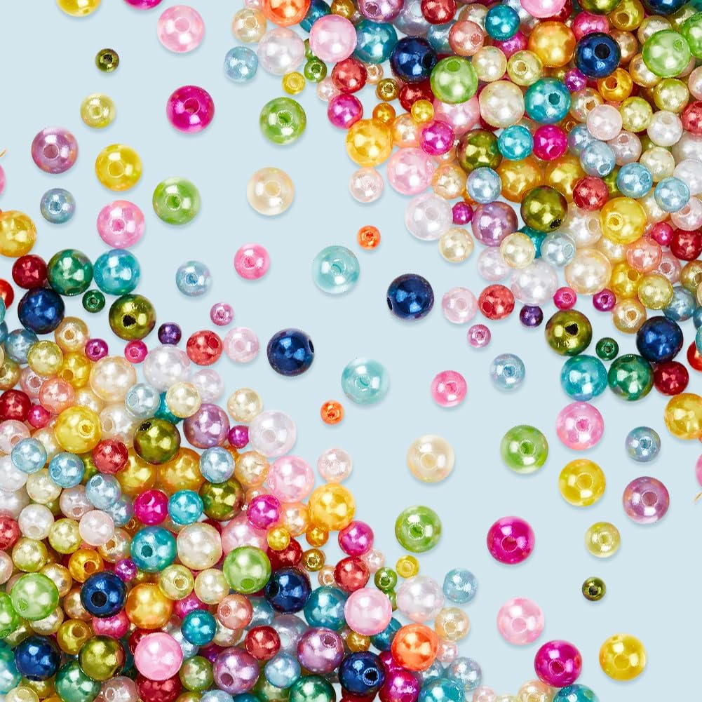 2450PCS 3 Styles Pearl Bubble Beads with Hole ABS Plastic Imitation Pearls Round Colorful Bubblegum Resin Loose Spacer Bead Bulk for Jewelry Making Necklace Bracelet DIY Crafts Supply - Image 7