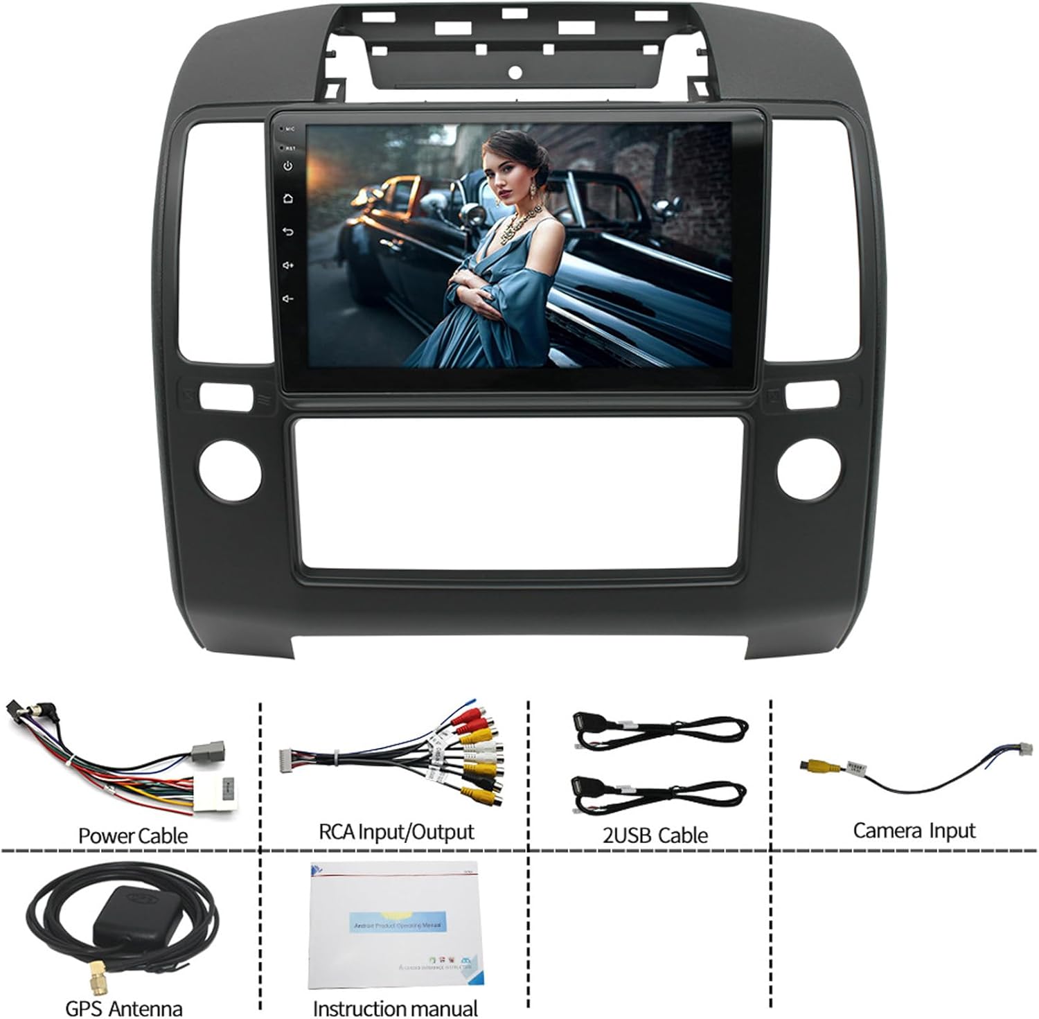Android 13 Radio Double Din Car Stereo Sat Nav for Nissan Navara (2006-2012) GPS Navigation 9'' Headunit MP5 Multimedia Video Player FM Receiver with WiFi DSP Carplay(Size:Octa Core 4+64 G)
